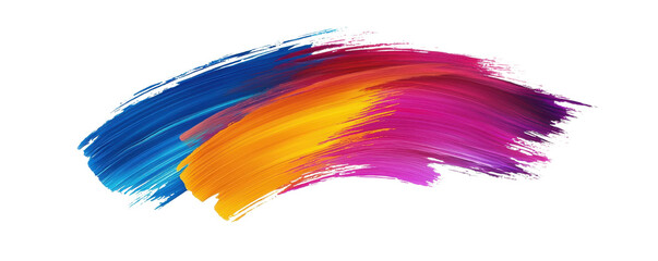 abstract blue orange pink paint stroke on transparent background
