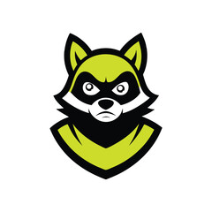 a sneaky raccoon mascot logo.