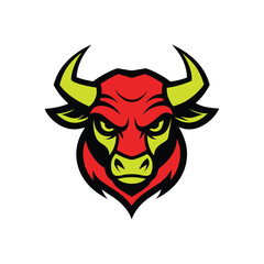 a vector illustration of a raging bull mascot logo.