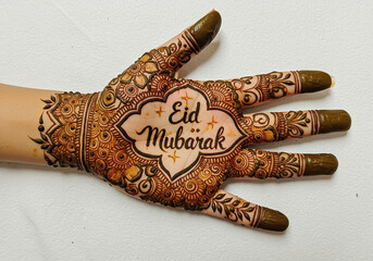 Eid Mubarak Henna Design on Hand