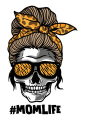 Mom Life Skull Leopard Print