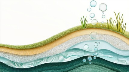 Bubbles rising in clear water nature scene artistic design calmness