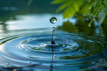 Crystal Clear Water Droplet Above Ripple &ndash; Stunning Macro Photography