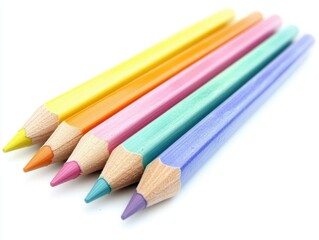 Fototapeta premium A row of colored pencils with a yellow one in the middle