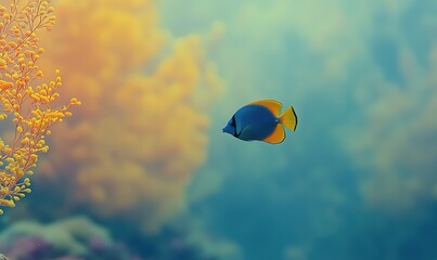 Swimming fish gracefully in coral reef ocean underwater scene