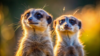Fototapeta premium Alert Meerkats on Lookout: High-Definition Wildlife Stock Photo