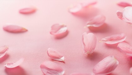 Pink cherry blossom petals gently falling onto the floor. 
