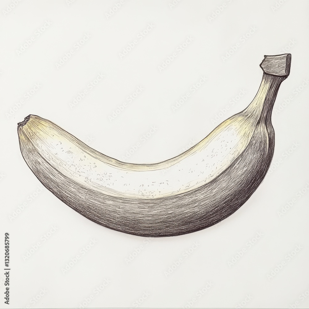Aufkleber ripe banana with curved edges drawn in a simple yet artistic style on a clean background