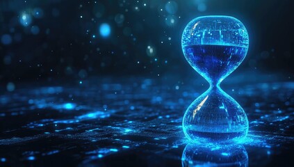 Futuristic Hourglass, Time Passing, Abstract Background, Digital Art