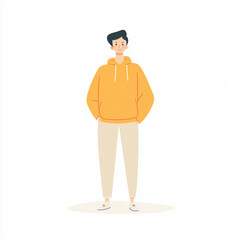Obraz premium Flat style illustration of a character, standing front an isolated white background, color illustration