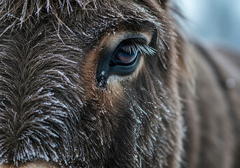 Donkey Face Close-up with Frost Detail