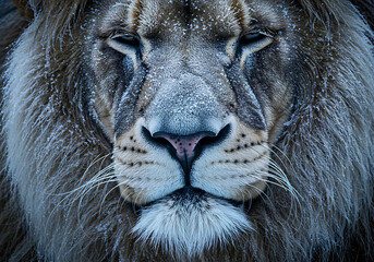 Monochrome Lion Close-Up