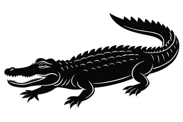 Naklejka premium Alligator silhouette, alligator flat vector illustration