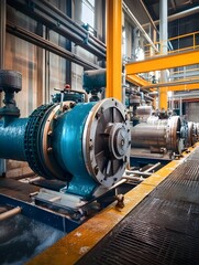 Obraz premium High-pressure Centrifugal Pump in Wastewater Treatment Facility Industrial Engineering Scene