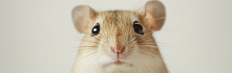 Close-up view of a kangaroo rat showcasing its expressive face and features in a controlled environment