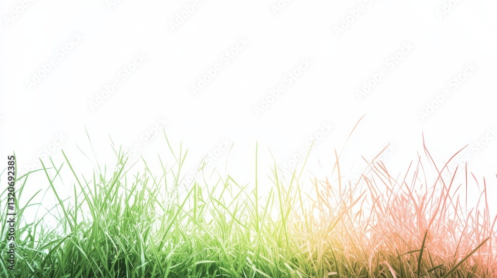 Poster gradient of lush lime green grass transitioning to soft pastel tones in a serene outdoor setting