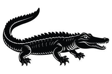 Naklejka premium Alligator silhouette, alligator flat vector illustration