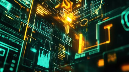 Dynamic blend of fintech tools demonstrating innovative technology and information systems in a vibrant digital landscape