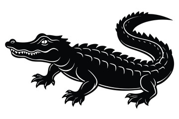 Fototapeta premium a crocodile illustration silhouette on White Background
