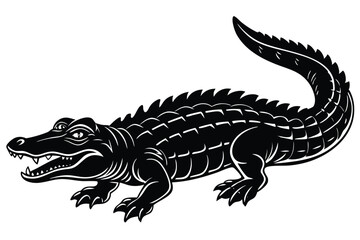 a crocodile illustration silhouette on White Background