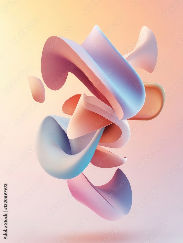 Fototapete creative typography background with floating letters and abstract forms, modern design for agency us