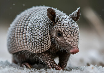 Obraz premium Armadillo Close-up with Detailed Shell