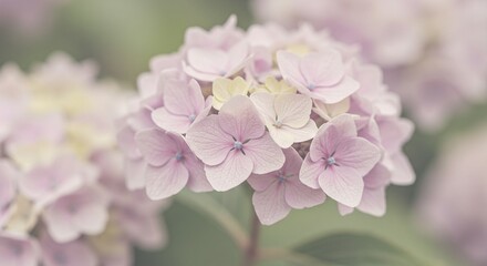 Delicate Pastel Hydrangeas: A Soft, Romantic Floral Cluster