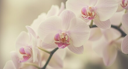 Fototapeta premium Delicate Pastel Orchids: A Soft, Romantic Floral Image