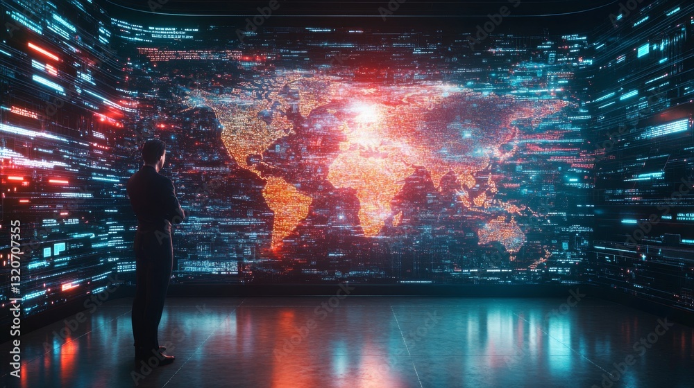 Poster advanced ai animation displays global data and technology in high-resolution format