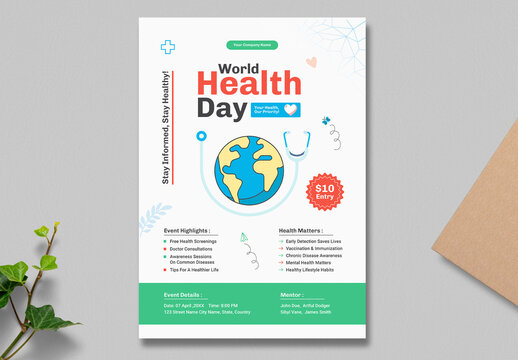 World Health Day Flyer Layout For Medical Awareness