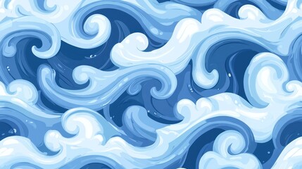 Abstract ocean waves seamless pattern. Background waves. Illustration. Use Graphic design, wallpaper, digital art