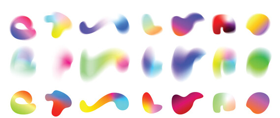 Abstract fluid blob shapes with vibrant gradients and blurry effect for trendy, modern, creative, vivid, dynamic illustration and decoration