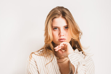 Frau, jung, Gesicht, blond, nat&uuml;rlich