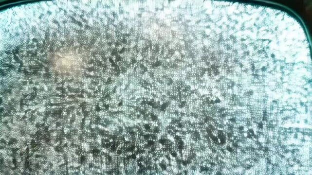 Close-Up of Vintage TV Screen with Static Noise Interference