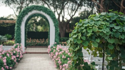 Obraz premium Romantic Garden Wedding Ceremony Archway