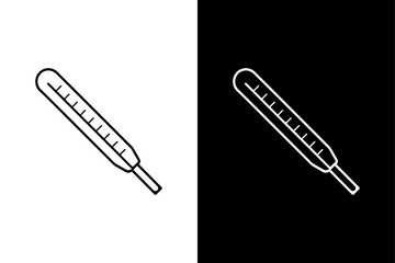 Obraz premium Medical Thermometer Silhouette Vector Icon Black and White Background.