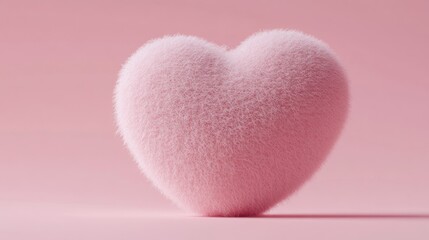 Obraz premium Fluffy pink heart on pink background (4)