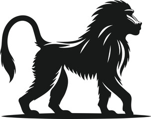 Baboon standing on all fours, tail raised animal vector