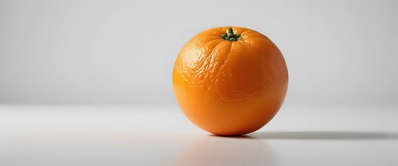 Photo A Bright Orange Orange Placed On A Clean White Surface With A White Background. The Lighting Is Soft And Even, Highlighting The Texture Of The Orange Peel.