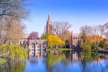 Fototapeta premium Minnewater lake, Bruges, Belgium