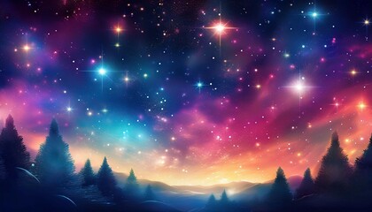 Fototapeta premium colorful twinkling starry night background with sparkling glitter effects