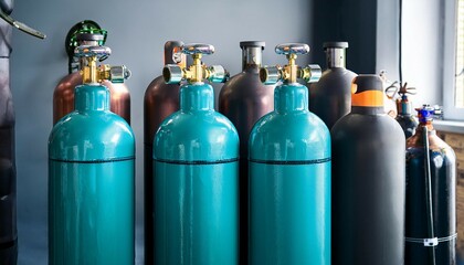 industrial compressed gas cylinders oxygen nitrogen carbon dioxide hydrogen and argon for welding