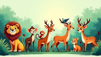 Obraz premium animals in the forest and wild animals collection