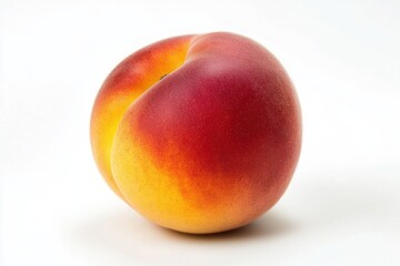 Obraz premium Vivid close up of juicy ripe nectarine on bright white background captures fresh natural fruit