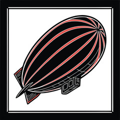 Stylish Black and Red Airship Graphic for Unique Designs and Creative Projects