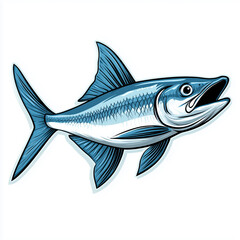 Obraz premium Stylized Illustration of a Blue Mackerel with an Open Mouth