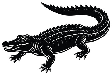 Naklejka premium Crocodile and alligator silhouette