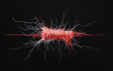 Abstract Red And White Particle Explosion On Black Background