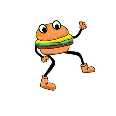 Burger mascot is greeting consumers, very suitable for your business logo
