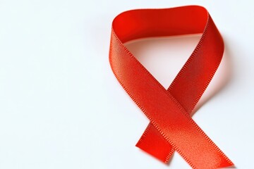 A Red Fabric Awareness Ribbon Displayed on White Background